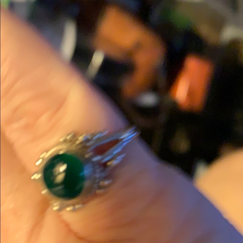 Estate Vintage Jade and 925 Sterling Silver ring